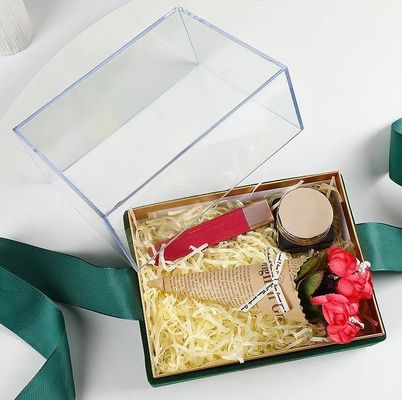 紙のギフトパッケージボックス リボン オーダーメイド アクリルカバー 蓋 透明なチョコレートボックス