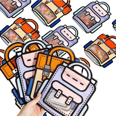 パーソナライズ可能で楽しい 透明な漫画 リサイクルバックパック ザイプ型のプラスチックギフトバッグ