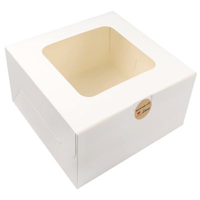 カスタムオーダー受付 12 x 12 x 6 インチ 窓付き四角紙ケーキボックス