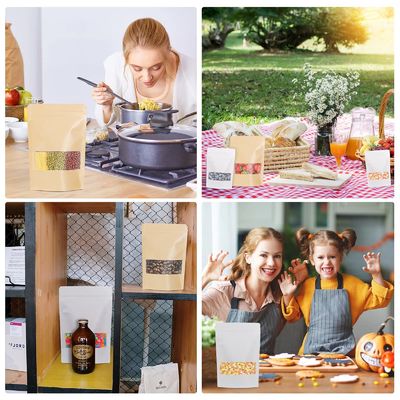 食品貯蔵用の使い捨てブラウン/ホワイトクラフト紙袋 カスタムプリントされたジップロックパッケージ