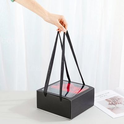 梱包 ギフト 花箱 ハンドル パーソナライズド スクウェア デザイン PVC 透明窓