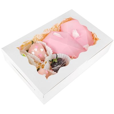 白 12 x 12 x 12 クッキー パッケージ デザート ケーキ ドーナツ 透明窓付き箱