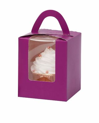 2.5インチ高いカスタムロゴ 透明なプラスチックカップケーキボックス 窓挿入とハンドル