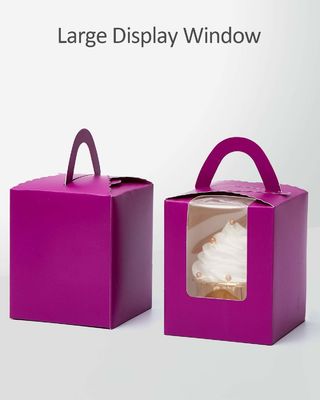 2.5インチ高いカスタムロゴ 透明なプラスチックカップケーキボックス 窓挿入とハンドル