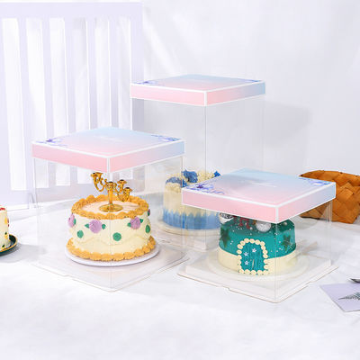4-14 インチ 結婚式ケーキ 透明の窓と自己立て箱付きの包装