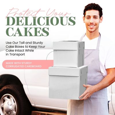 ISO9001 認定 結婚式や誕生日用のカスタムケーキボックス 10x10x5 20x20x8