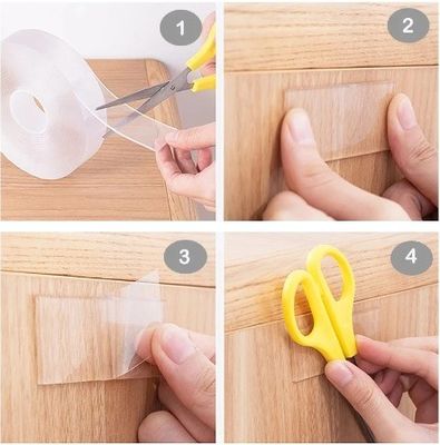 カーペットとドアシール用 3 メートル 再利用可能な透明の双面接着ナノテープ